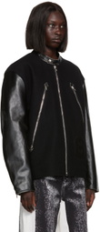 MM6 Maison Margiela Black Paneled Leather Jacket