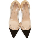Gianvito Rossi Black and Beige Suede Plexi Heels