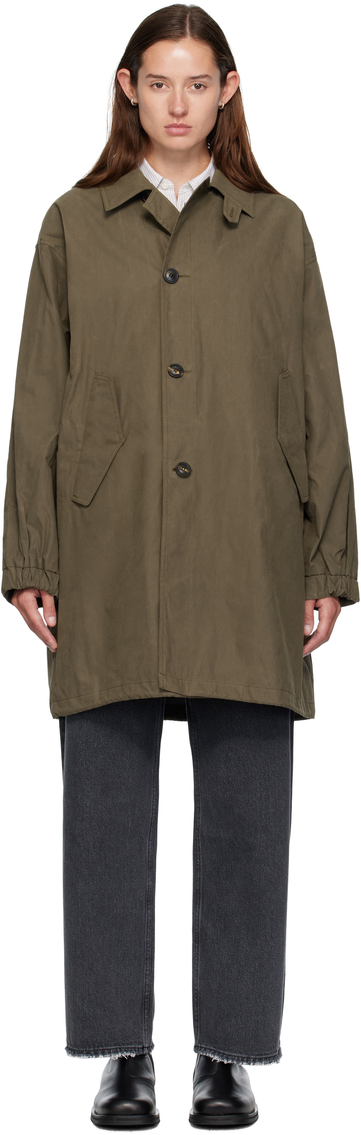 COOR Khaki Waxed Mill Coat