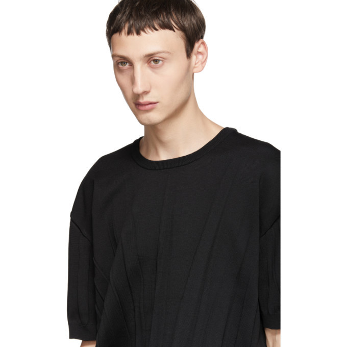 Issey Miyake Men Black Wrinkle Knit T-Shirt Issey Miyake Men