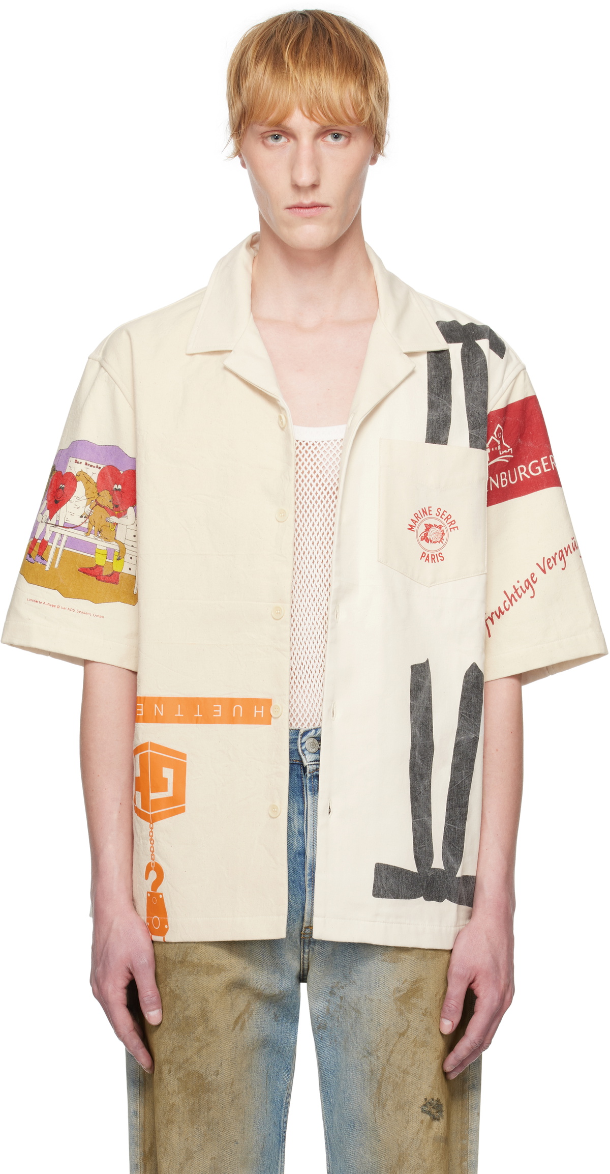 Marine Serre Off-White Regenerated Tote Bags Bowling Shirt