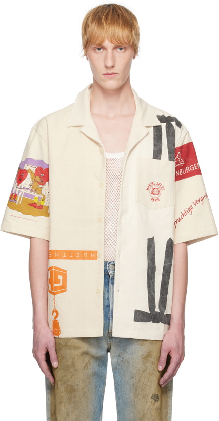 Photo: Marine Serre Off-White Regenerated Tote Bags Bowling Shirt