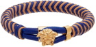 Versace Blue & Beige Leather Medusa Bracelet