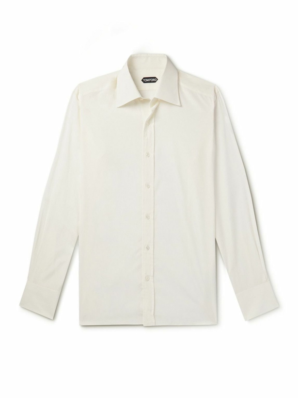 Photo: TOM FORD - Slim-Fit Silk and Cotton-Blend Poplin Shirt - White