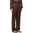 Brioni Brown Silk Embroidered Pocket Pyjama Set