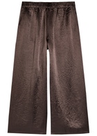 Eileen Fisher Crinkled Wide-leg Satin Trousers Brown