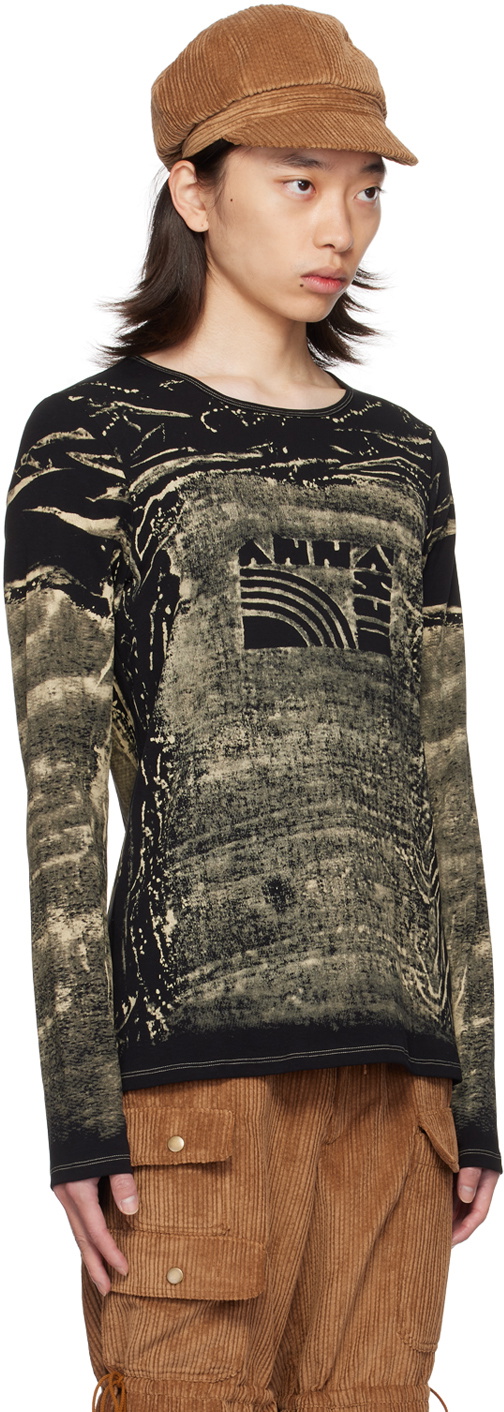 Anna Sui SSENSE Exclusive Black & Beige Long Sleeve T-Shirt