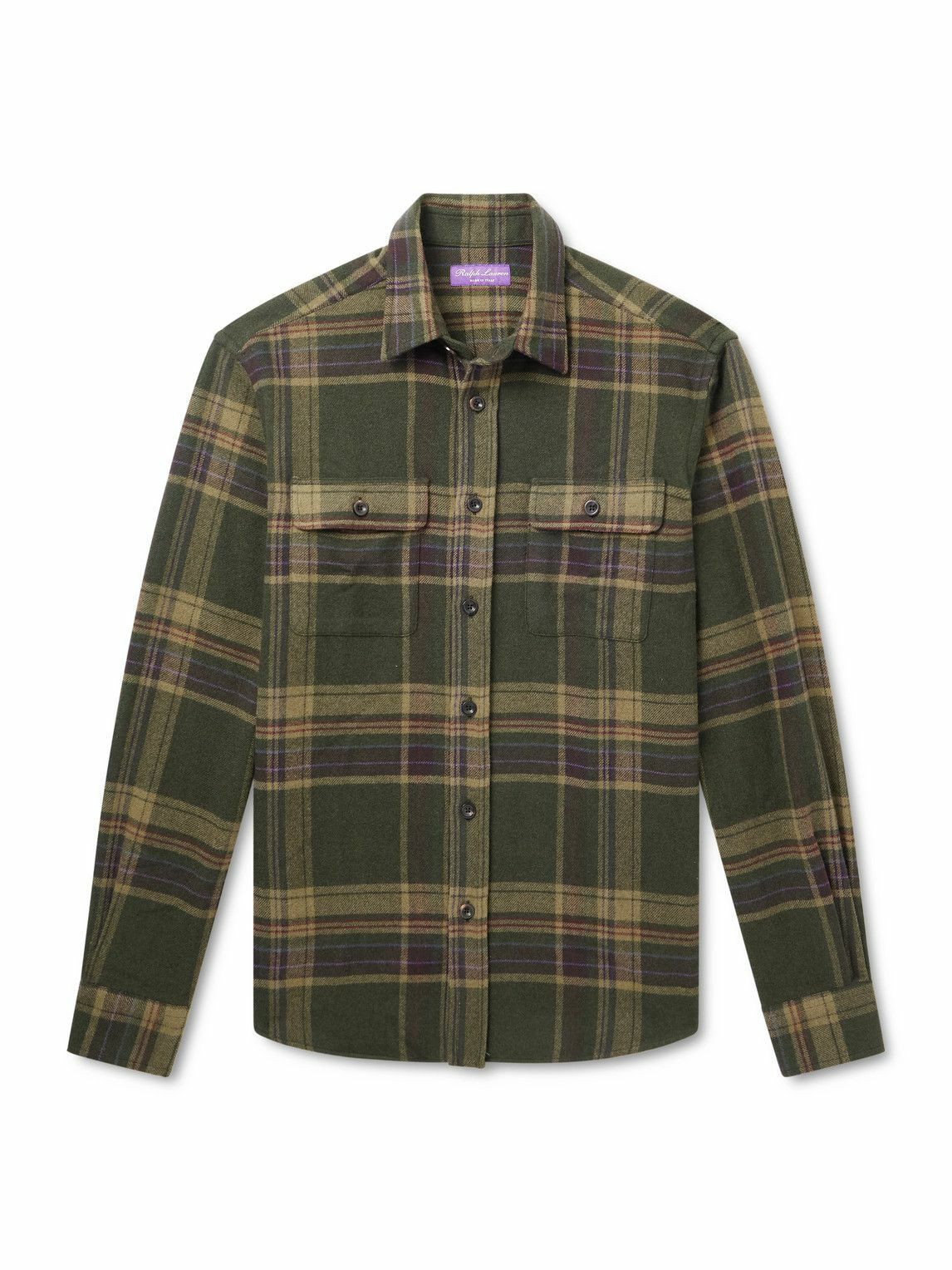 [パープルレーベル] RALPH LAUREN カシミヤシャツ グレンチェック Ralph Lauren Purple label - Cooper Checked Cashmere-Flannel Shirt