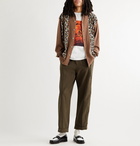 Wacko Maria - Panelled Cotton-Blend and Leopard-Print Felt Cardigan - Brown