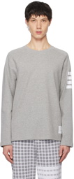 Thom Browne Gray 4-Bar Stripe Long Sleeve T-Shirt