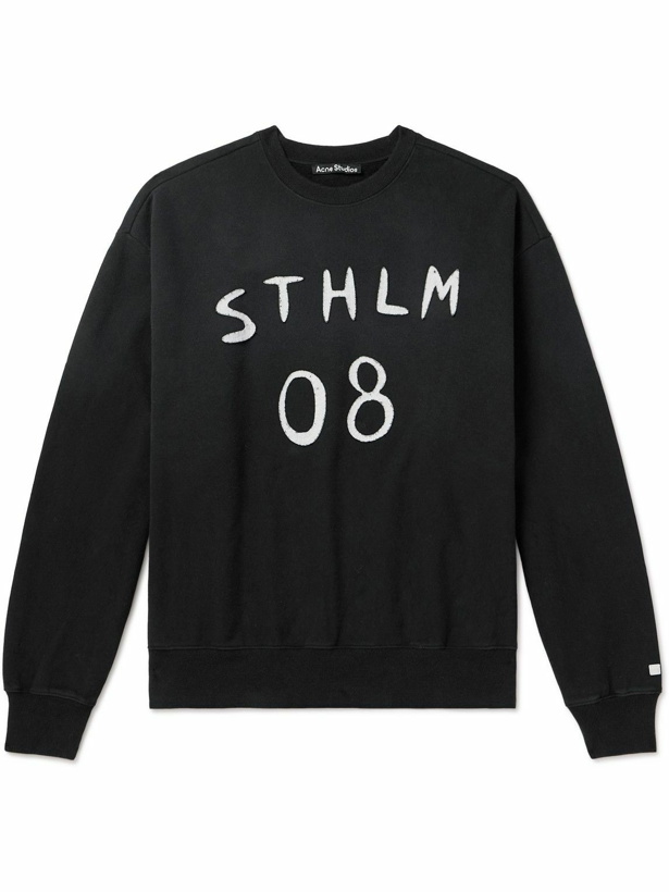 Photo: Acne Studios - Appliquéd Cotton-Jersey Sweatshirt - Black