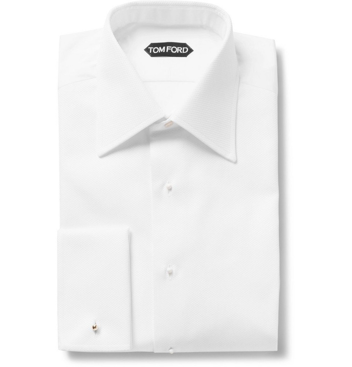 Photo: TOM FORD - White Slim-Fit Bib-Front Double-Cuff Cotton Tuxedo Shirt - Men - White