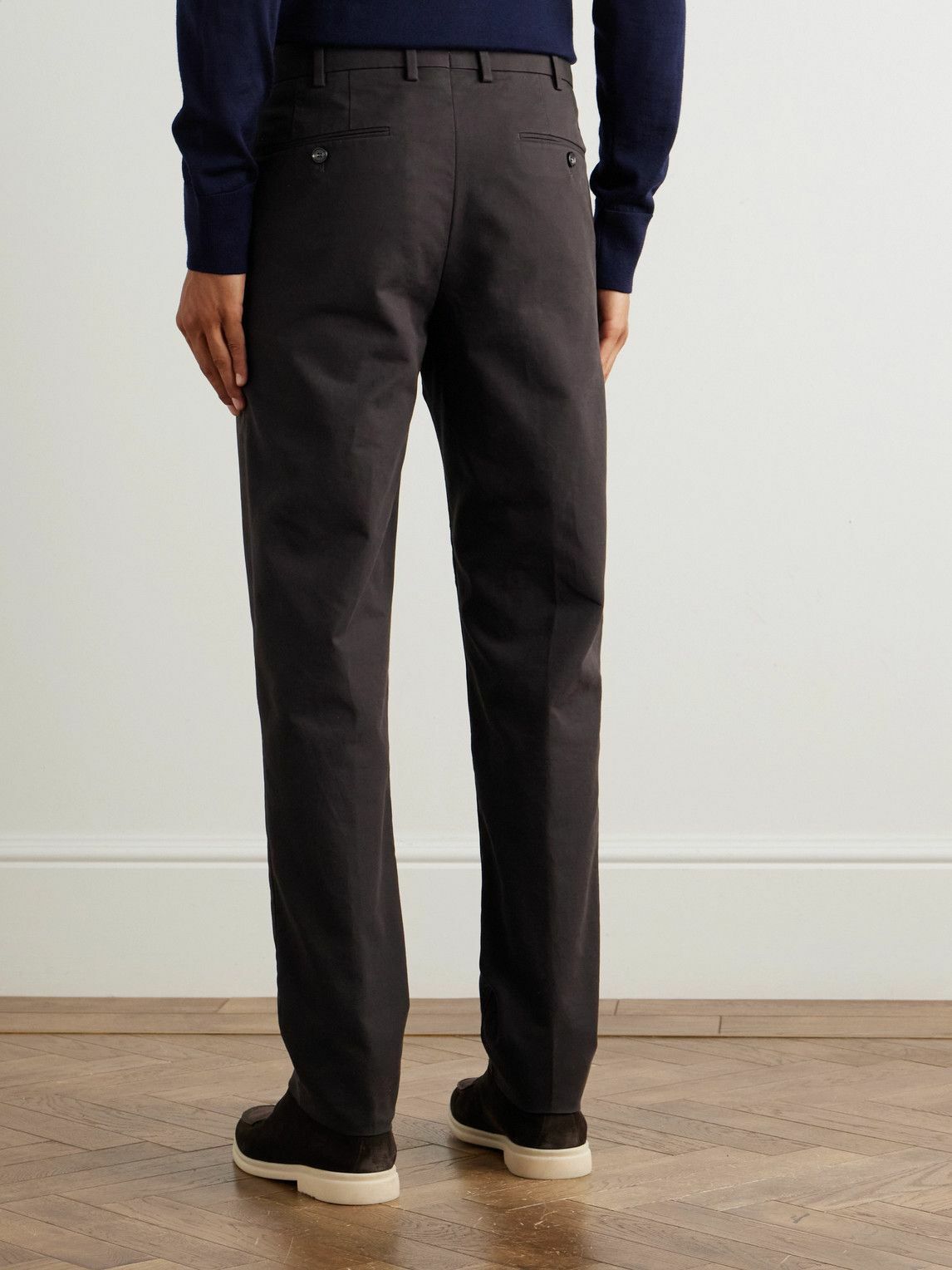 Loro Piana - Carlo Hyannis Tapered Cotton-Blend Trousers - Brown