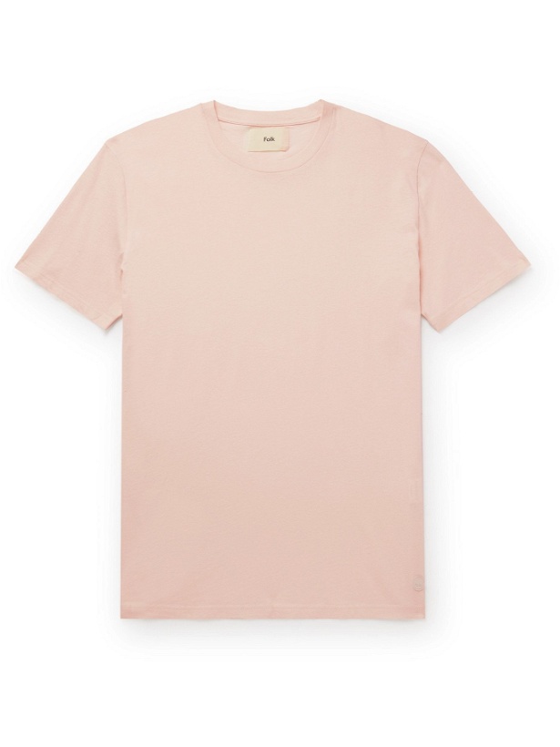 Photo: FOLK - Assembly Garment-Dyed Cotton-Jersey T-Shirt - Pink - 5