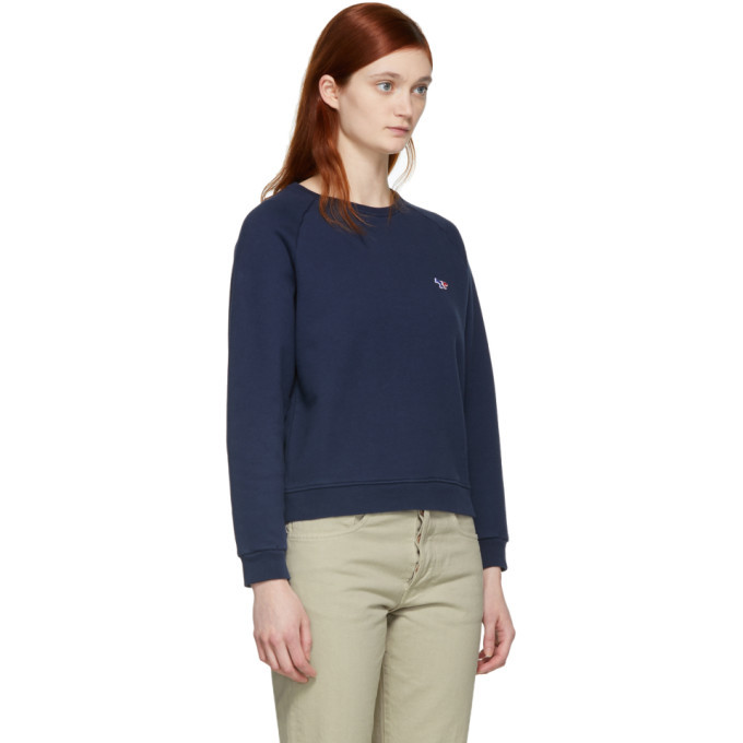 Maison Kitsune Navy Tricolor Fox Patch Sweatshirt Maison Kitsune