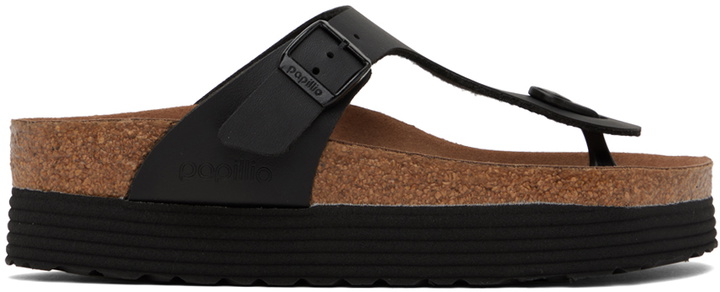 Photo: Birkenstock Black Papillio Gizeh Platform Sandals