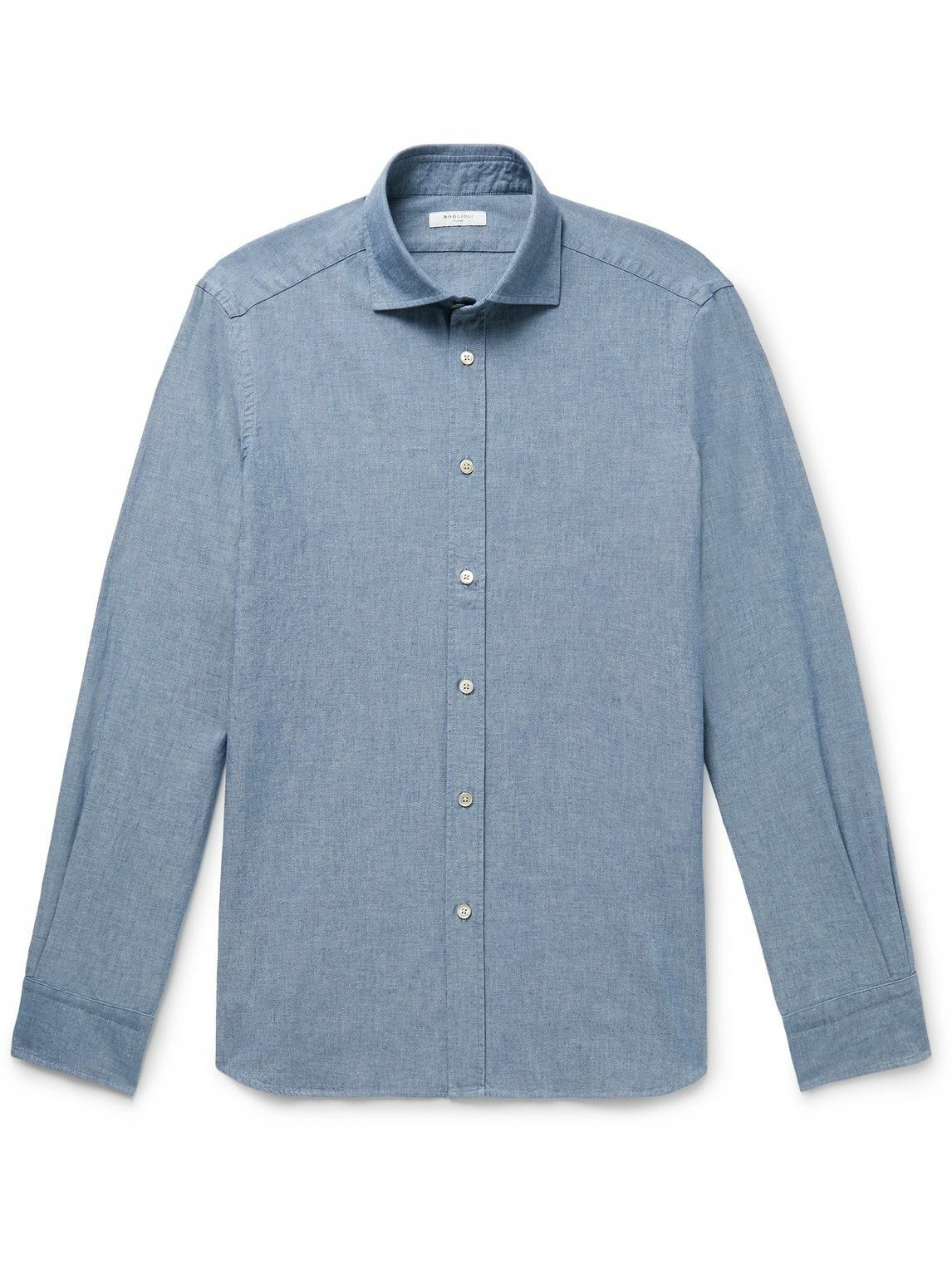Boglioli - Slim-Fit Cutaway-Collar Cotton-Chambray Shirt - Blue Boglioli