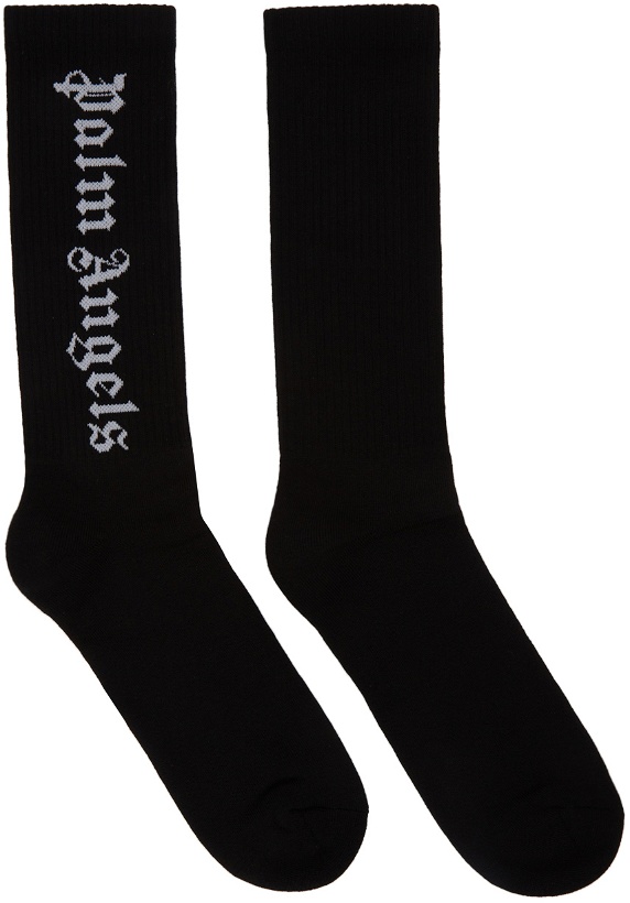 Photo: Palm Angels Black Vertical Logo Socks