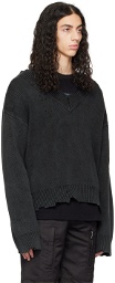 C2H4 Gray Sunburnt Distressed Sweater