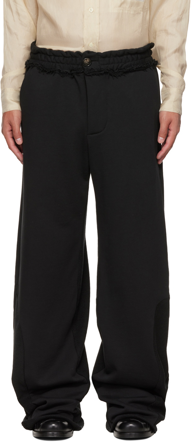 パンツ EDWARD CUMING Kick Up Trousers 22AW Edward Cuming SSENSE Exclusive Black Kick Up Track Trousers