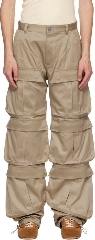 Photo: Mugler Beige Cinch Strap Cargo Pants