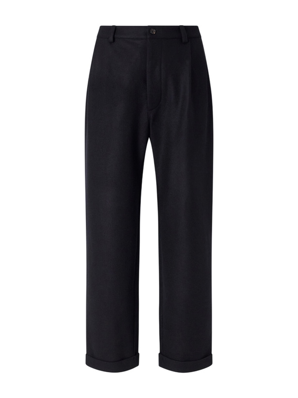 Photo: Ghiaia Cashmere - Straight-Leg Pleated Wool-Flannel Trousers - Black