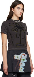 Collina Strada Gray Flower Pot Pierced T-shirt