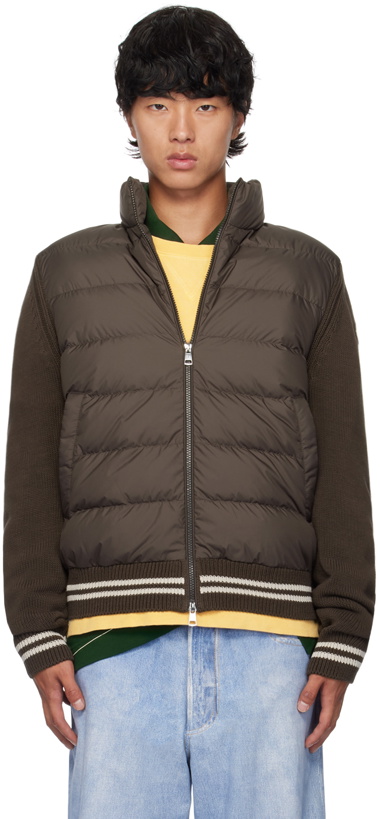 Photo: Moncler Brown Paneled Down Cardigan