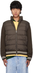 Moncler Brown Paneled Down Cardigan