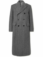 TOM FORD - Double-Breasted Herringbone Virgin Wool Coat - Gray