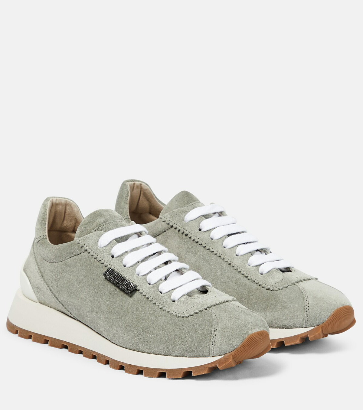 Brunello Cucinelli - Monili beaded suede low-top sneakers