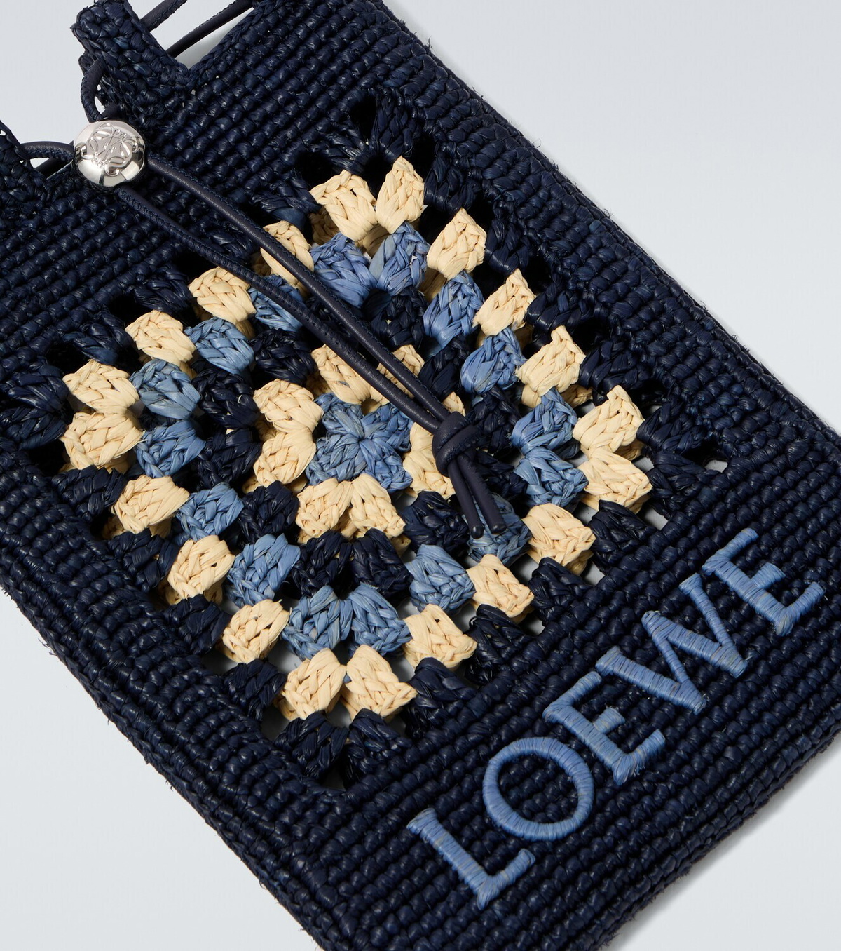 Loewe Paula's Ibiza crochet raffia pouch with strap
