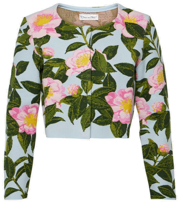 Photo: Oscar de la Renta Floral jacquard cropped cardigan