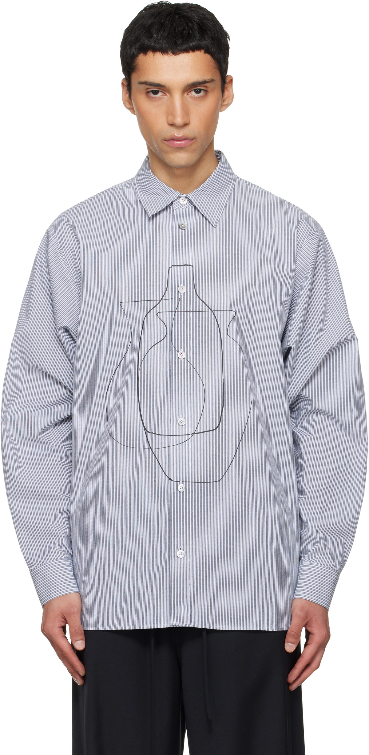 LE17SEPTEMBRE Navy Printed Striped Shirt