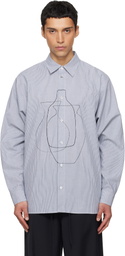 LE17SEPTEMBRE Navy Printed Striped Shirt