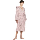 Tekla Pink & Off-White Terry Hooded Bathrobe