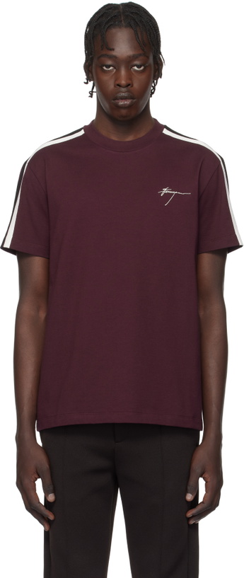 Photo: Ferragamo Burgundy Contrasting Stripe T-shirt