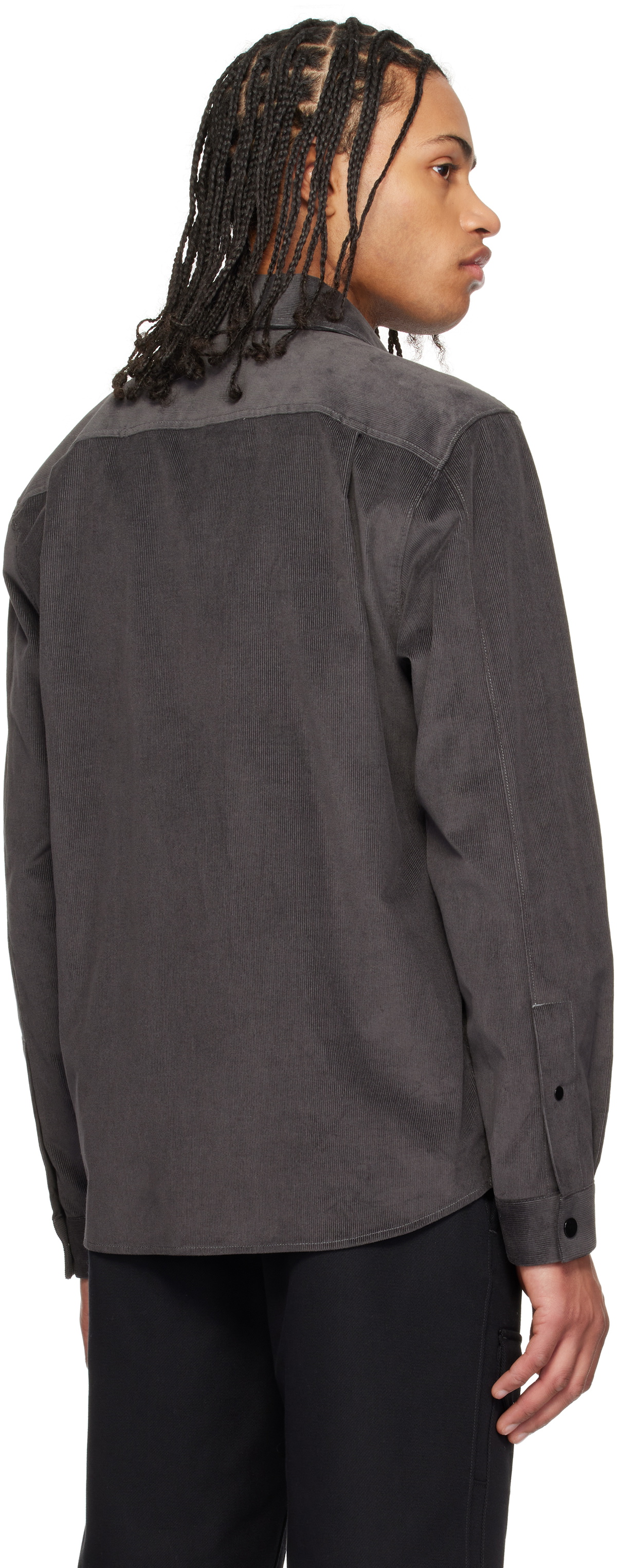 Stone Island Gray 1200113 Cotton Micro-Corduroy Overshirt Stone Island