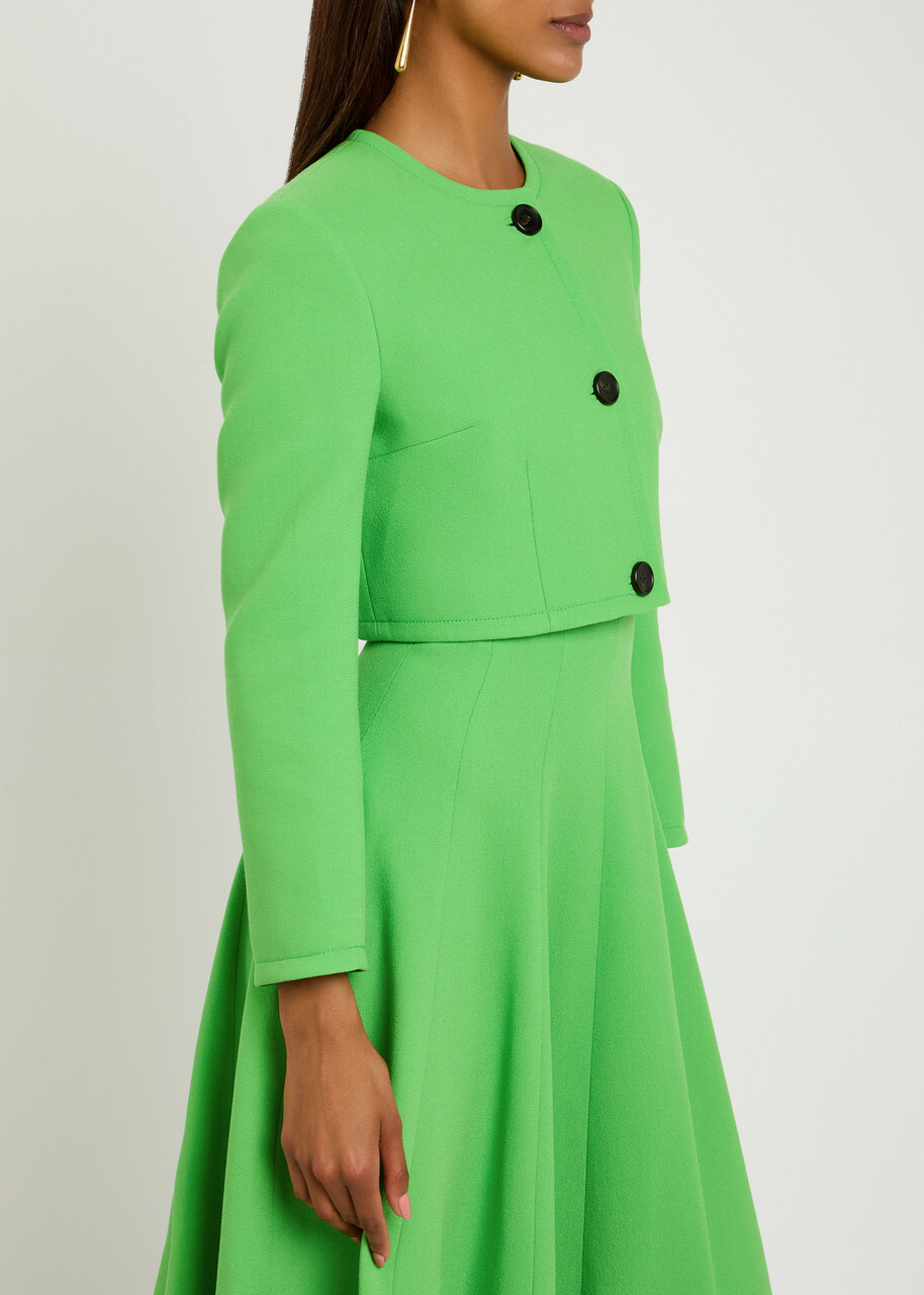 Emilia Wickstead Lizette Wool-crepe Cropped Jacket Green