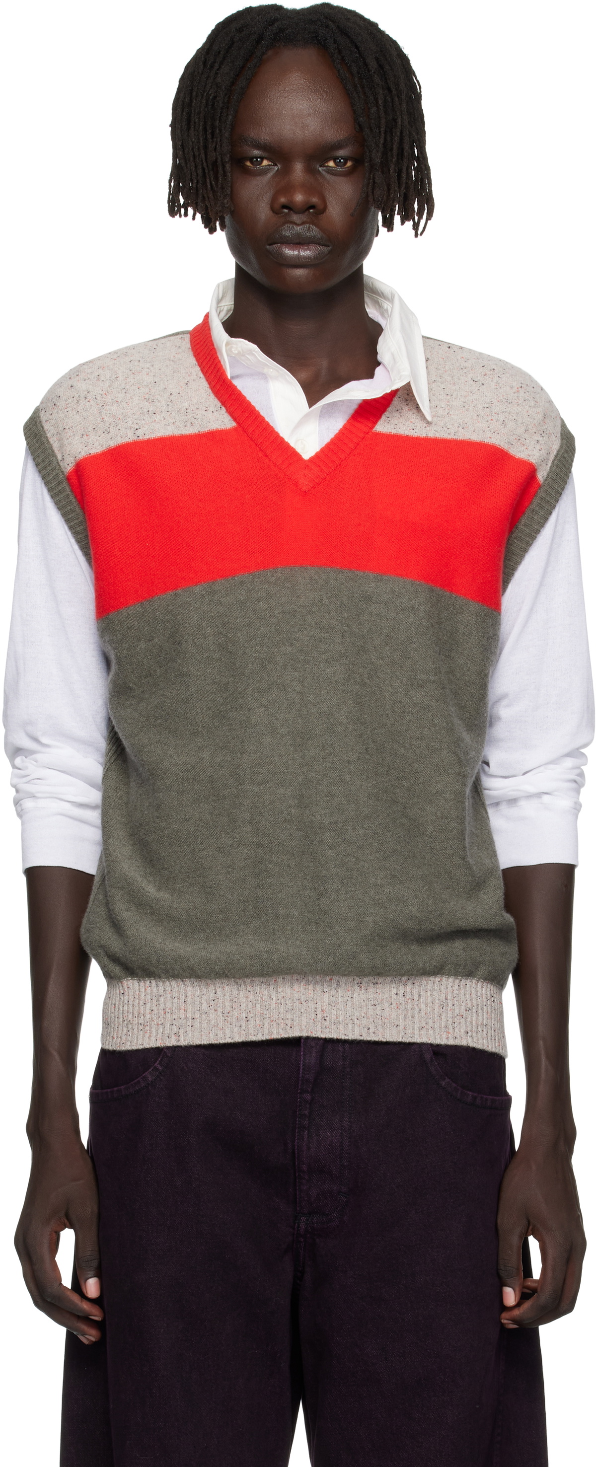 Eckhaus Latta Taupe & Red Racer Vest