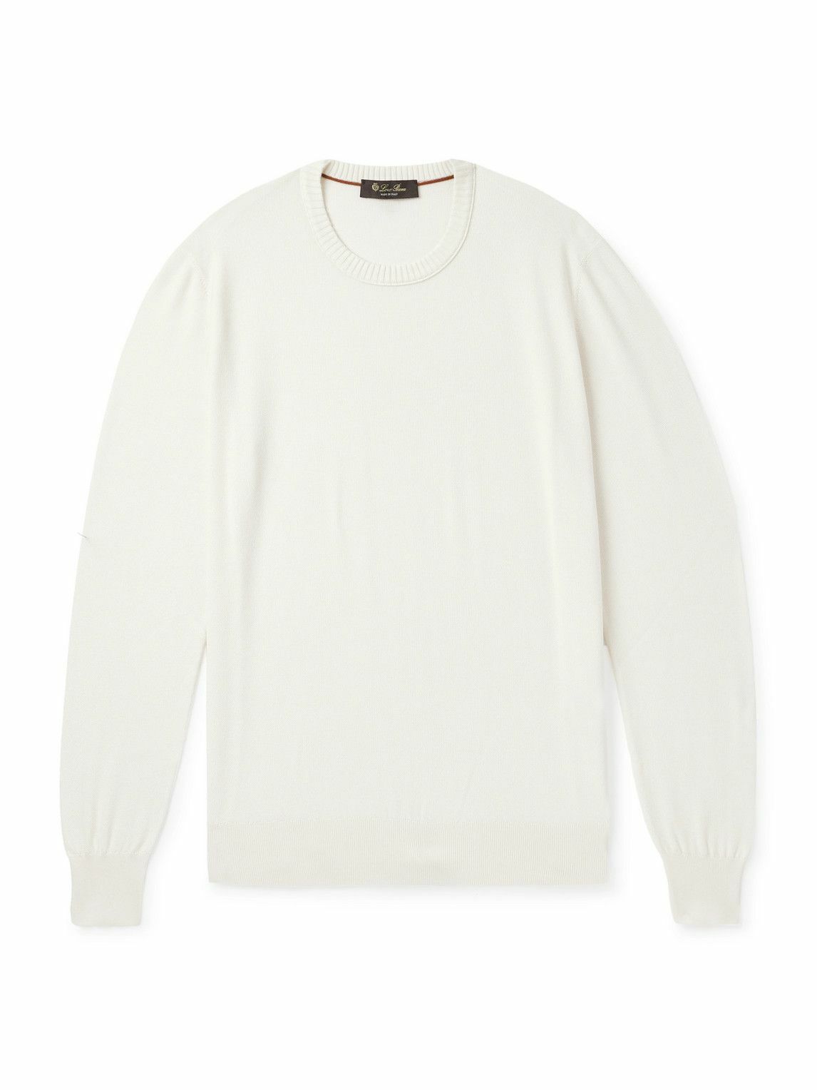 Loro Piana - Cotton and Silk-Blend Piqué Sweater - White Loro Piana