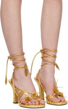 Burberry Gold Ivy Flora Heeled Sandals