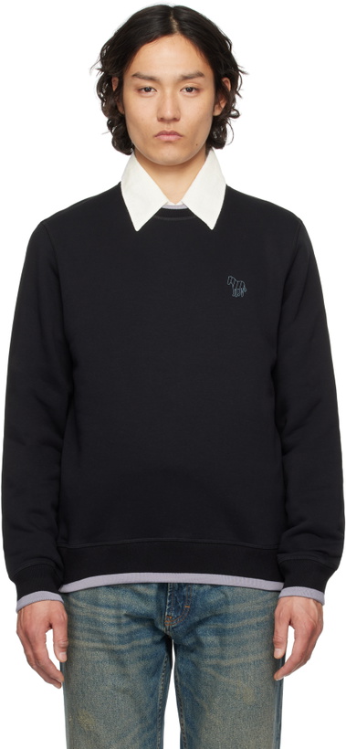 Photo: PS by Paul Smith Black Broadstripe Zebra Sweatshirt