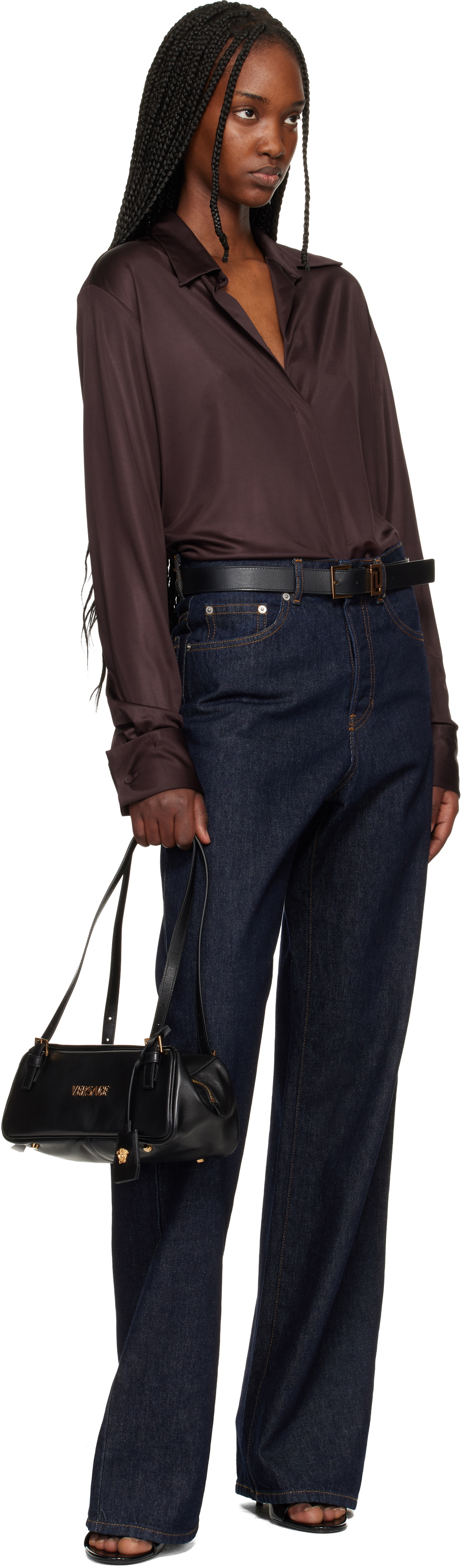 Versace Black Greca Goddess Leather Belt