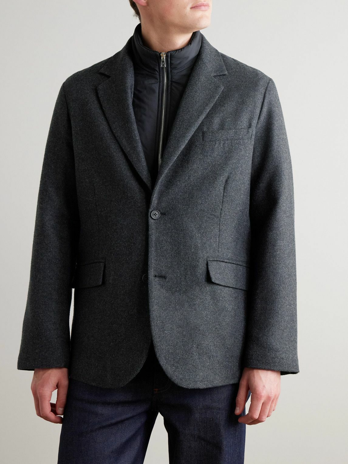 Mr P. - Shell-Trimmed Flannel Blazer - Black