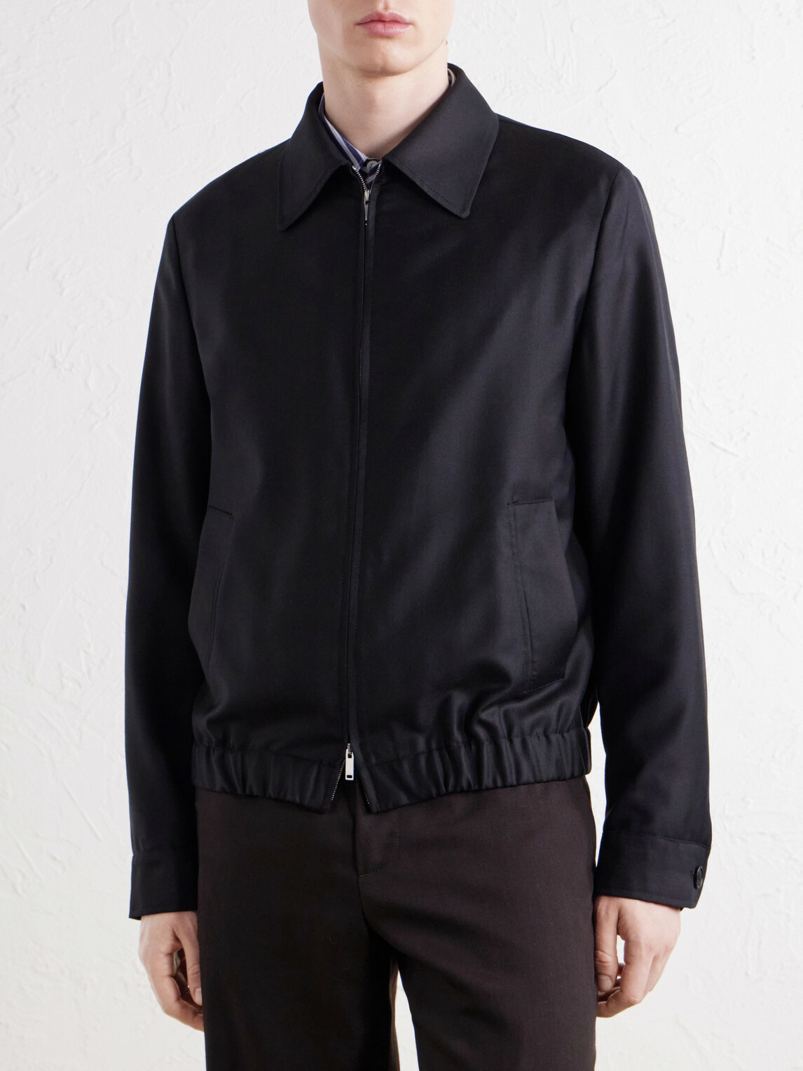 Slowear - Wool and Silk-Blend Blouson Jacket - Black