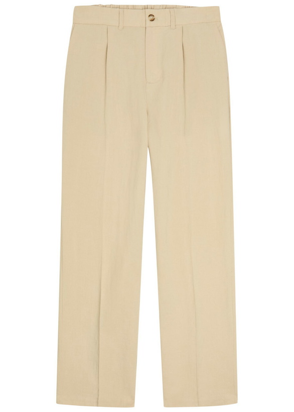 Photo: Raith Helio Pleated Straight-leg Woven Trousers Beige