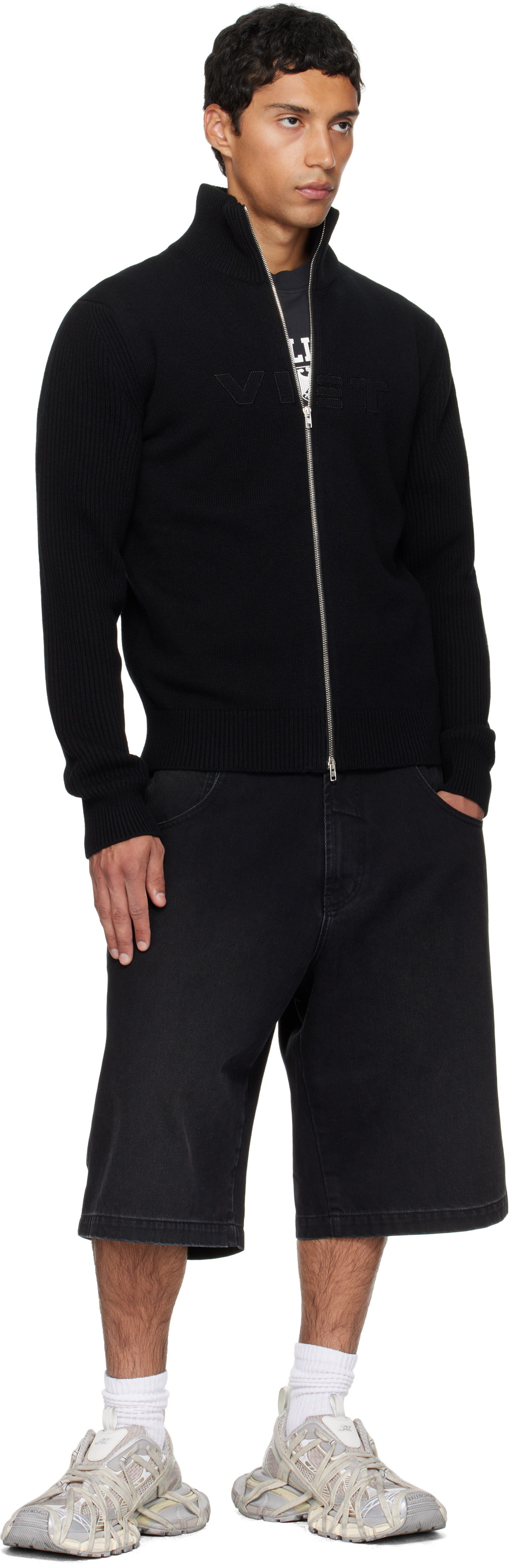 VETEMENTS Black 'VET' Zip-Up Sweater
