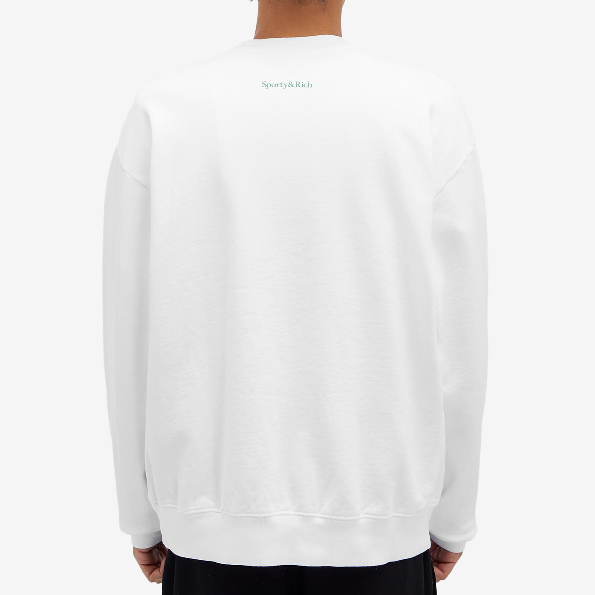 Sporty & Rich Wellness Club Flocked Sweatshirt in White/Verde