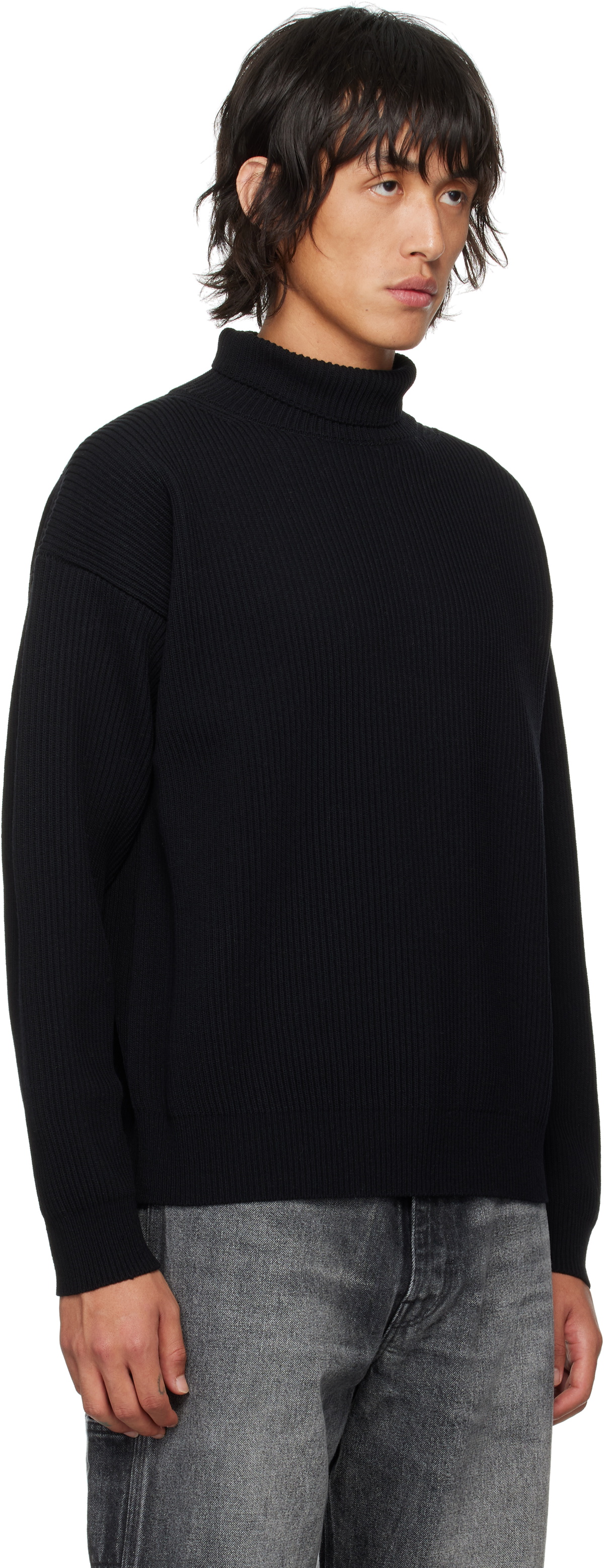 AURALEE Black Super Fine Wool Turtleneck
